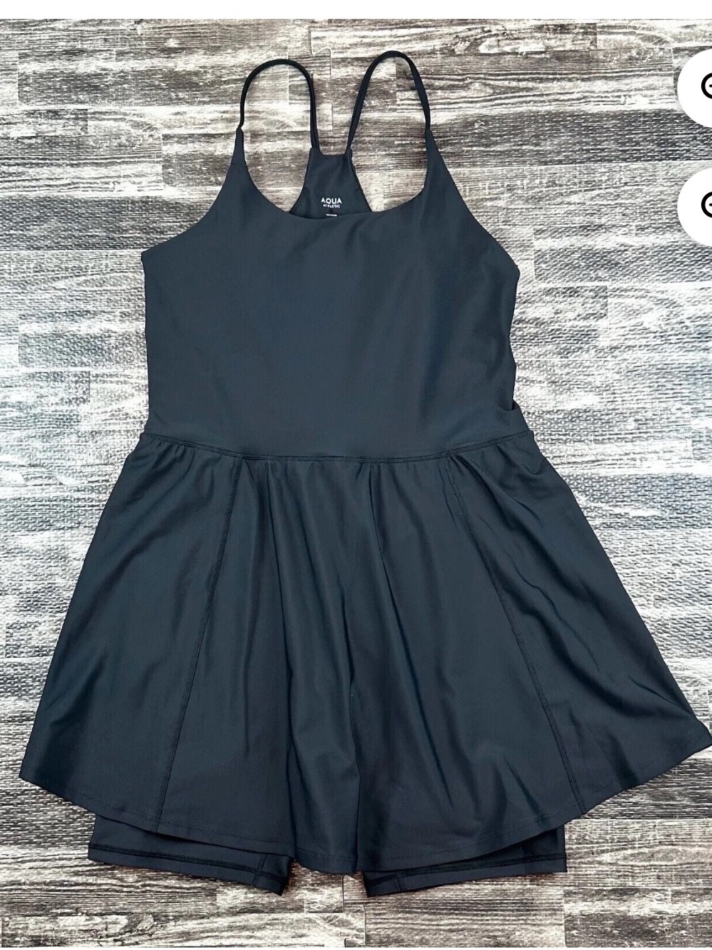 Aqua Black Spaghetti-Strap Mini Skater Dress - Picture 2 of 5